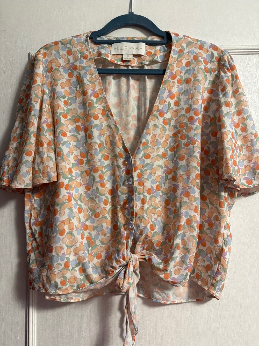 Ellie Mae Peach & Pastel Tie-Front Blouse